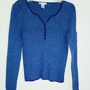 Reference Point L v-neck 1/2 button down cotton long sleeve sweater